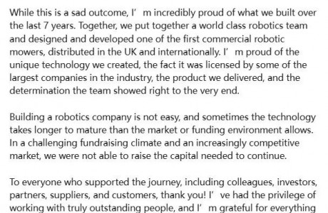 又一家割草機(jī)器人廠商倒閉！